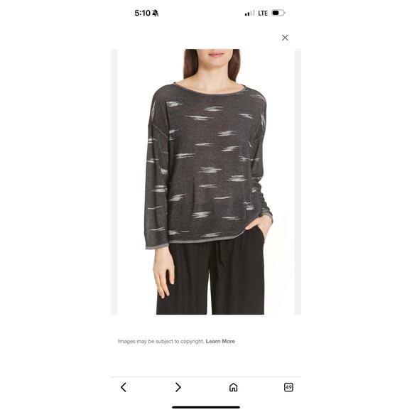 Eileen Fisher Pattern Tencel Sweater Women's Sz S BATEAU NK TOP NWT Minimalism - Picture 6 of 12
